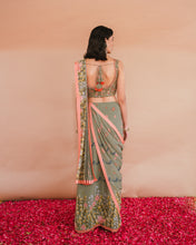 Anisa - Printed Pre-draped Saree with Embroidered Blouse