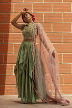 Nargis - Tea green thread work chanderi silk blouse