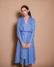Rowena – Periwinkle blue shirt dress with belt