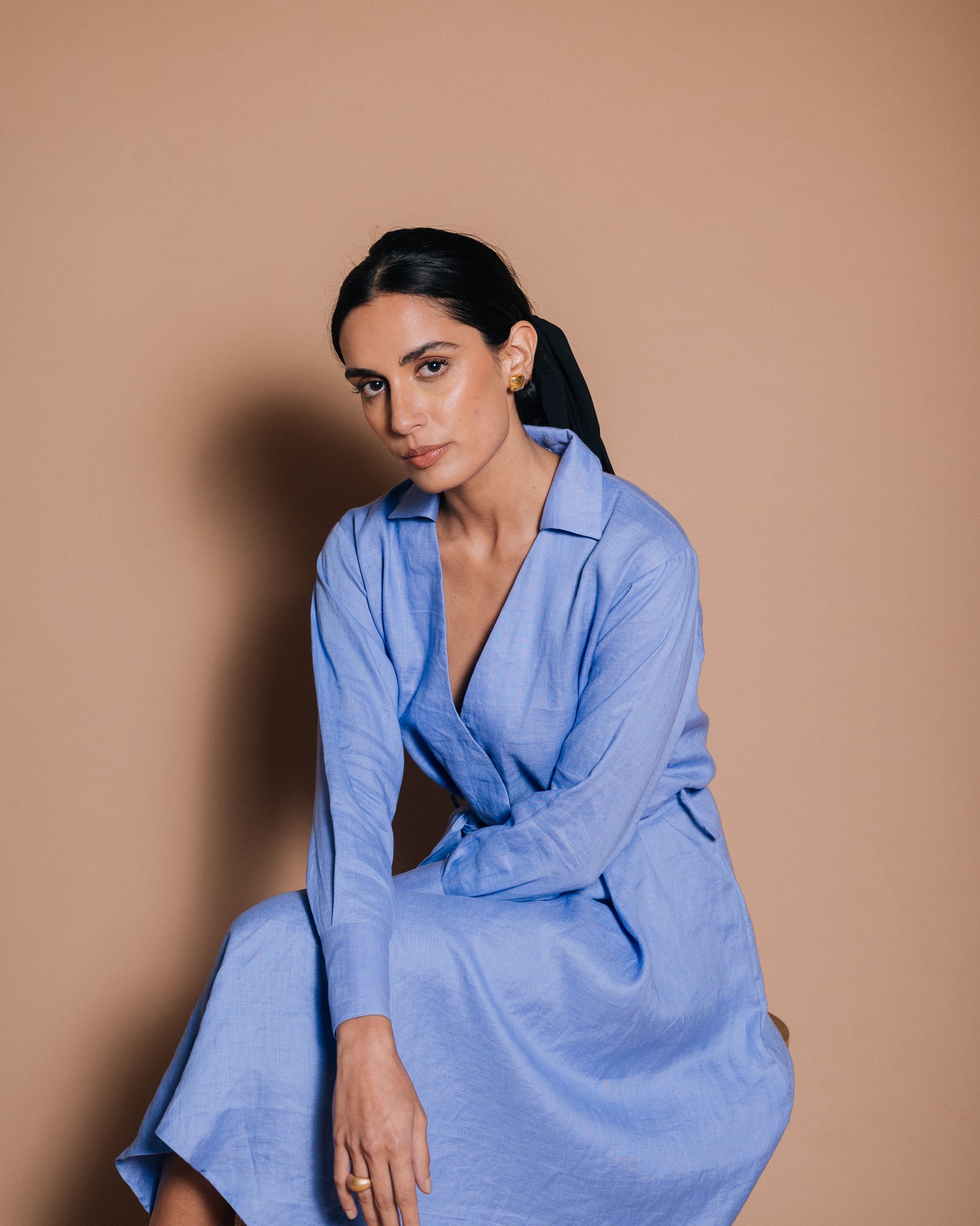 Rowena Periwinkle blue shirt dress with belt Ojasme Rowena Periwinkle blue shirt dress with belt Ojasme