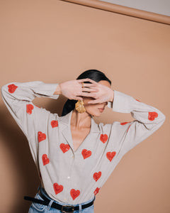 Hearts - Embroidered handloom cotton shirt