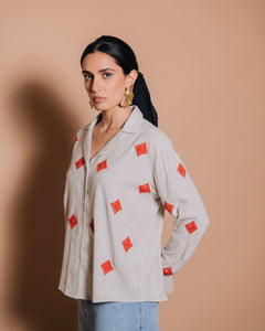 Diamonds - Embroidered handloom cotton shirt