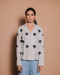 Spades - Embroidered handloom cotton shirt