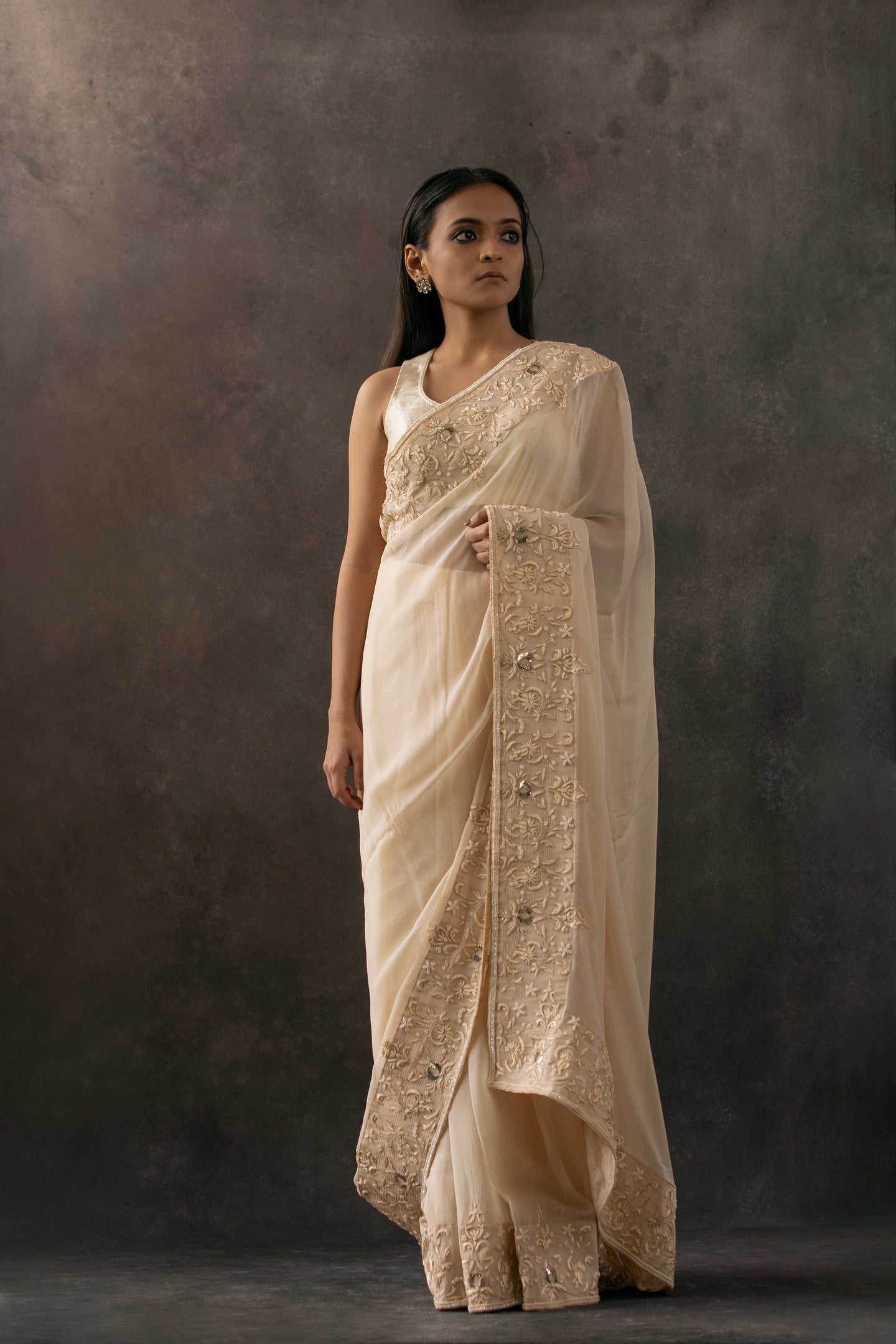 Sara - Hand Embroidered Chiffon Saree