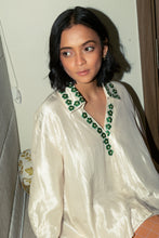 Alice - Ivory silk shirt with pita work