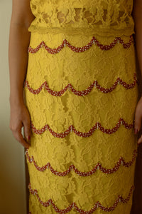 Flavia - Lace cropped top and embroidered skirt set