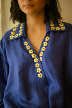 Alice -  Blue silk shirt with pita work