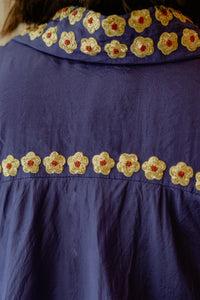 Alice -  Blue silk shirt with pita work