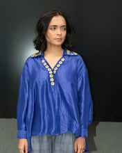Alice -  Blue silk shirt with pita work