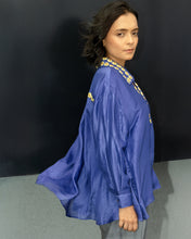 Alice -  Blue silk shirt with pita work