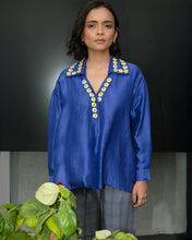 Alice -  Blue silk shirt with pita work