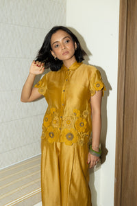 River - Embroidered Chanderi Co-ords Mustard