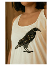 Linda - Embroidered raven cotton maxi dress