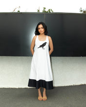 Linda - Embroidered raven cotton maxi dress