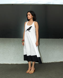 Linda - Embroidered raven cotton maxi dress