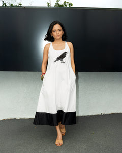 Linda - Embroidered raven cotton maxi dress