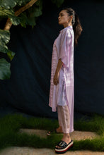 Ruslaan - Lavender corded kaftan tunic with sheer pants