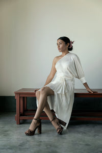 Linet - Draped one shoulder silk sarong dress