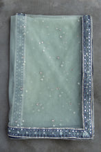 Siah - Mint green off-shoulder embroidered lehenga set