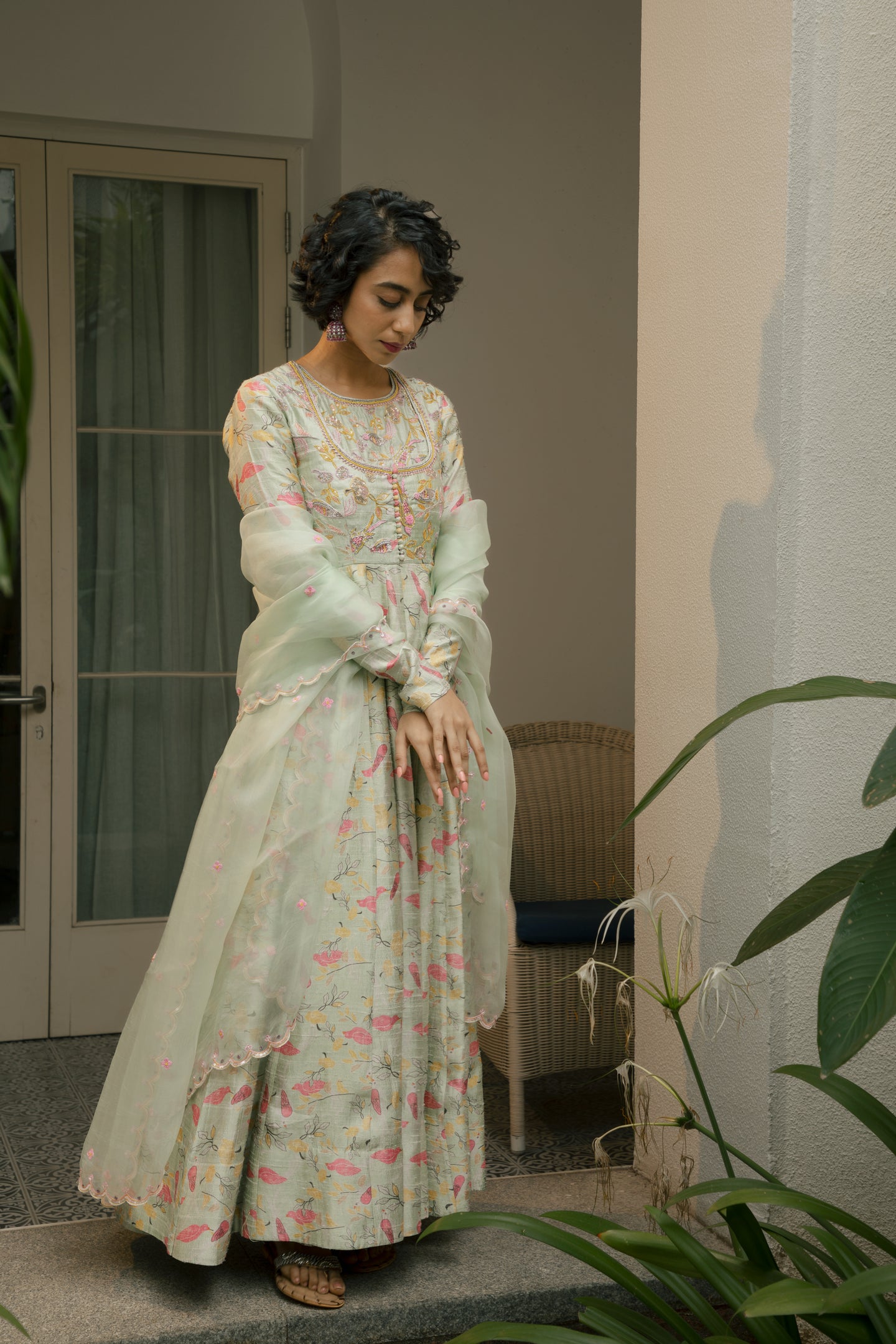Reva - Printed mint green anarkali Ojasme Reva - Printed mint green anarkali Ojasme