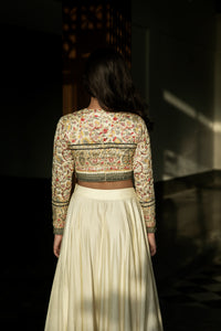 Seher - Embroidered ivory jacquard blouse
