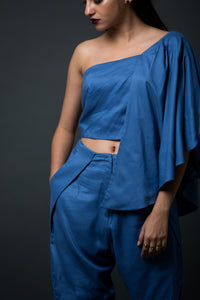 Camila - Tone-on-tone draped blouse with peg trousers
