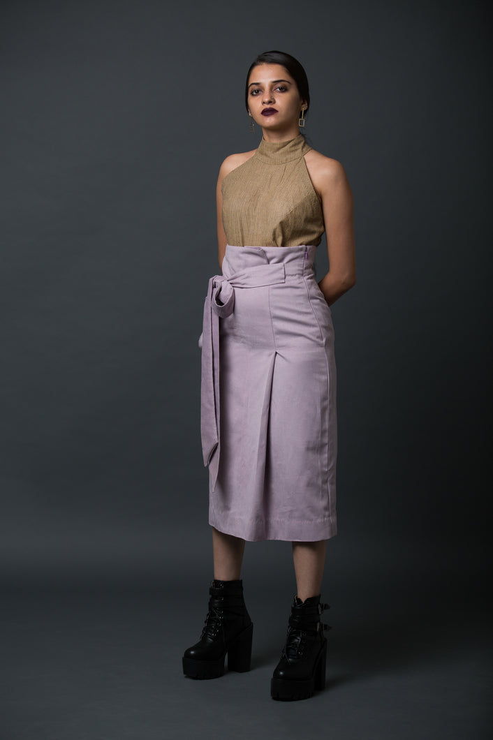 Diane - High waist pleated midi skirt with belt