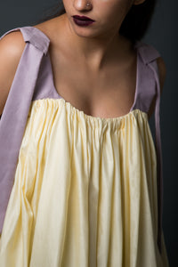 Liberta - Frilled top with faux suede straps