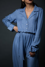 Adam - Notched collar jumpsuit with self belt