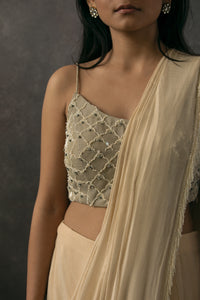 Gauhar Saree with embellished cropped cami