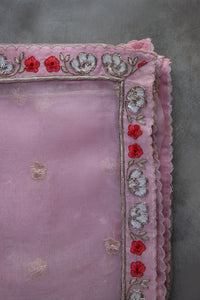 Noor - Dusty rose net pleated bustier and ruffled skirt lehenga set